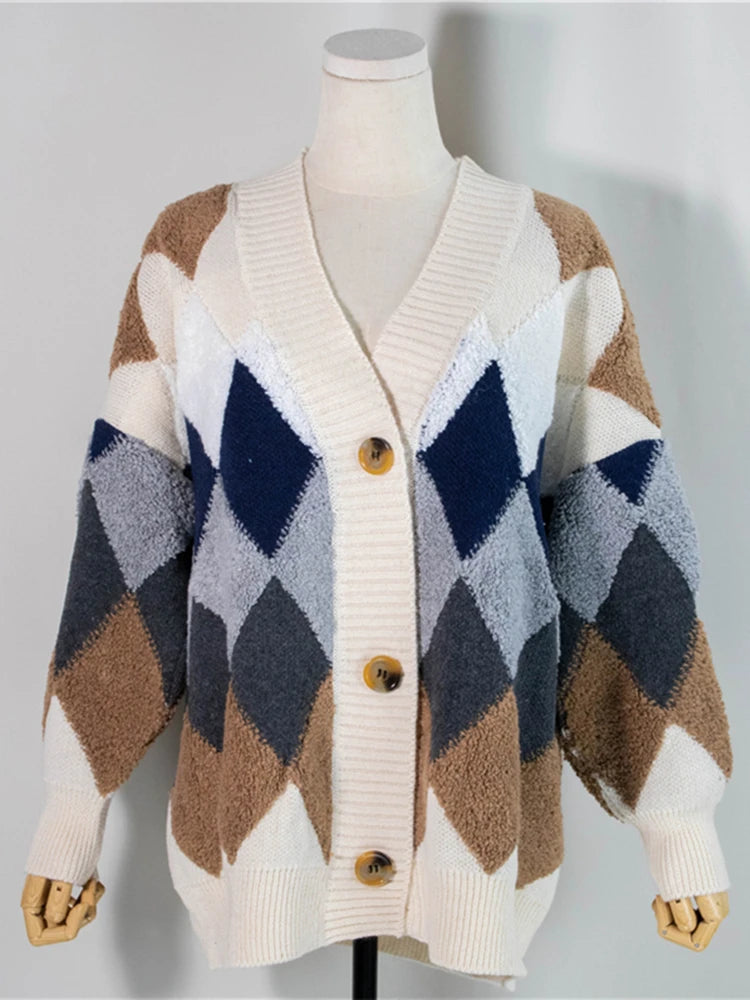 Sofie | Elegant rutete cardigan
